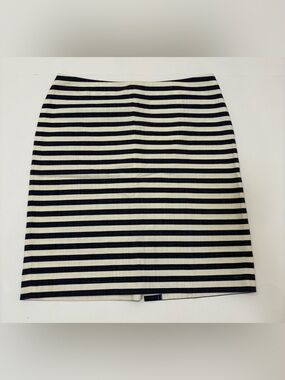 Talbots Navy and White Striped Pencil Skirt 10P